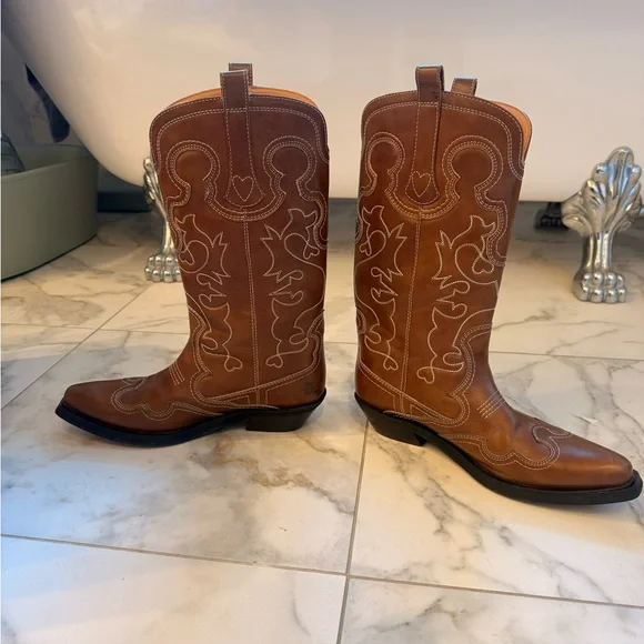 Ganni Mid Shaft Embroidered Westerj Boots (Size 42 EU) - Picture 6 of 9